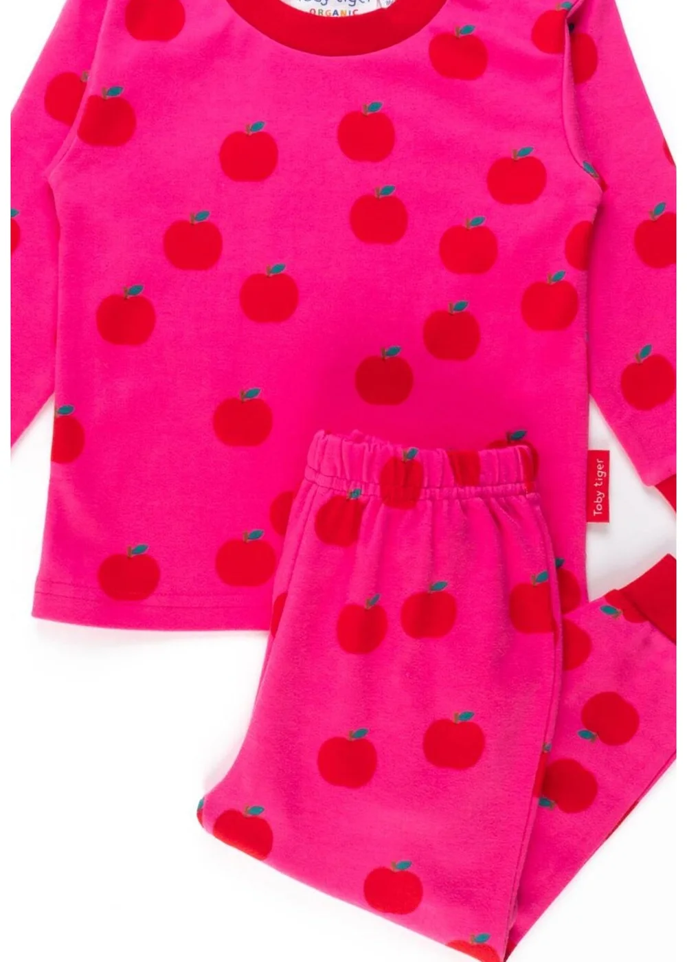 Toby Tiger Organic Pink Apple Print Pyjamas (12 months - 6 years) - Age 12 - 18 Months Image 2