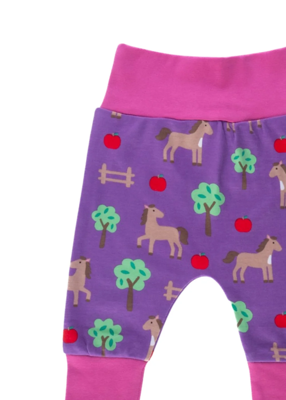Toby Tiger Organic Purple Horse Print Yoga Pants (Newborn - 3 years) - 2-3 Yrs Image 2