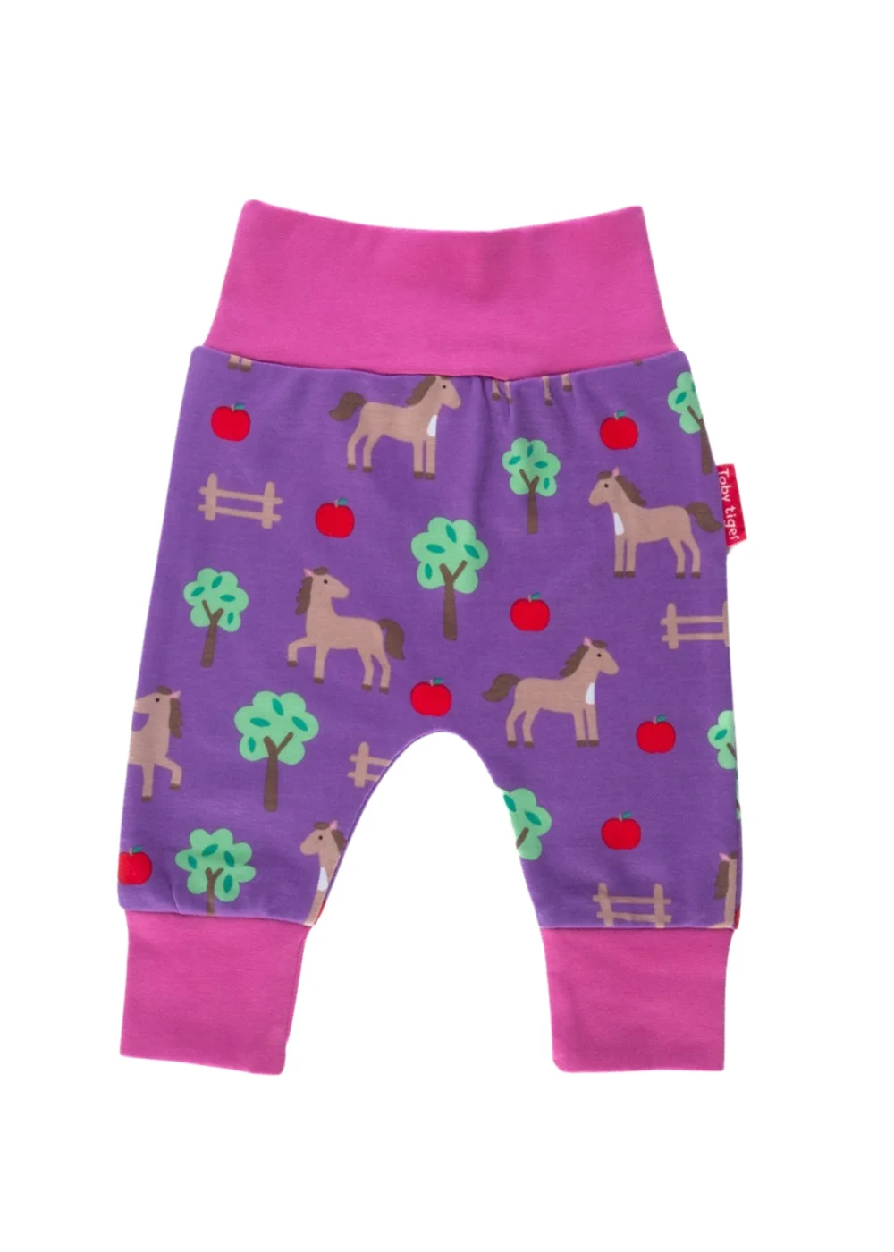 Toby Tiger Organic Purple Horse Print Yoga Pants (Newborn - 3 years) - 2-3 Yrs Image 1
