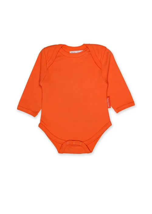 Toby Tiger Organic Orange Basic Long-Sleeved Baby Body (Newborn - 12 months) - 0-3 months Image 1