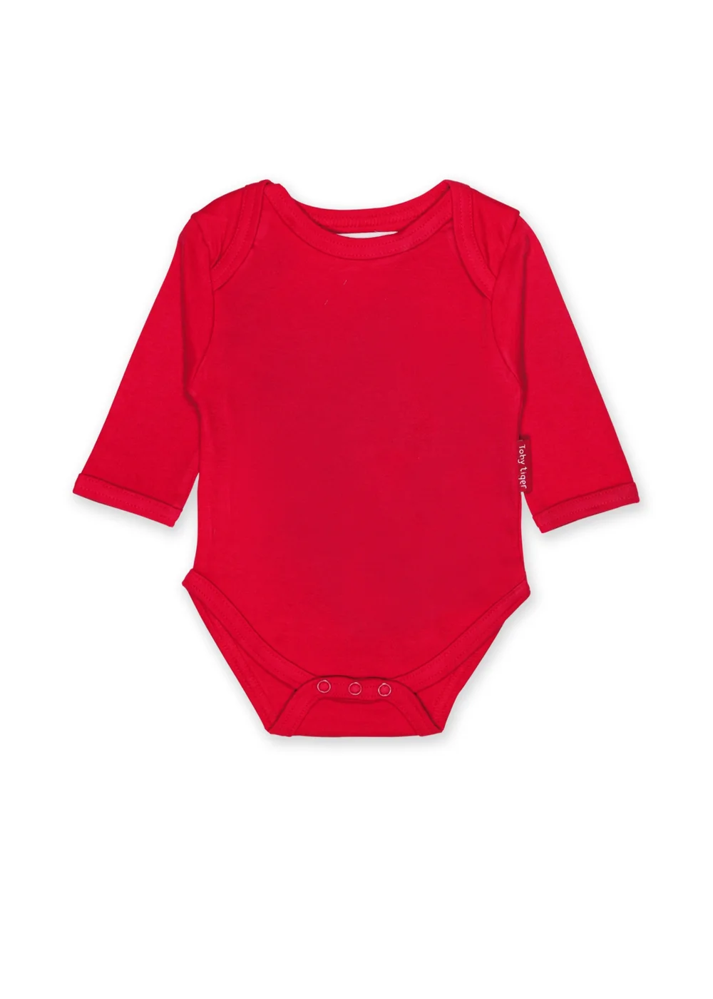 Toby Tiger Organic Red Basic Long-Sleeved Baby Body (Newborn - 12 months) - 0-3 months Image 1