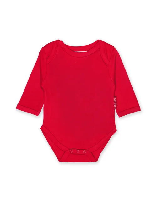 Toby Tiger Organic Red Basic Long-Sleeved Baby Body (Newborn - 12 months) - 0-3 months Image 1