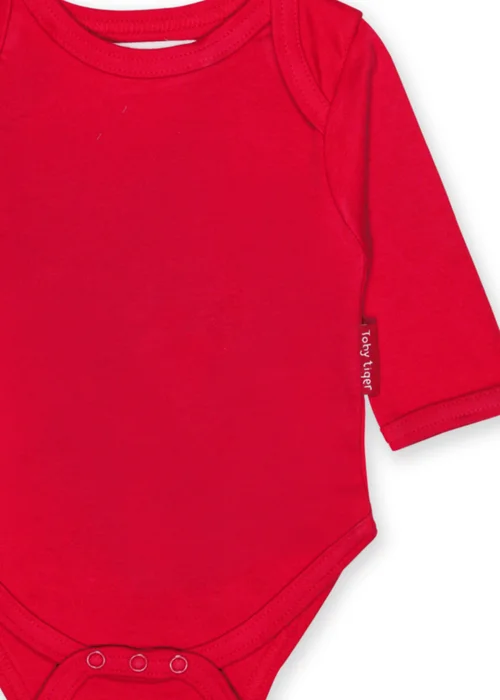 Toby Tiger Organic Red Basic Long-Sleeved Baby Body (Newborn - 12 months) - 0-3 months Image 2