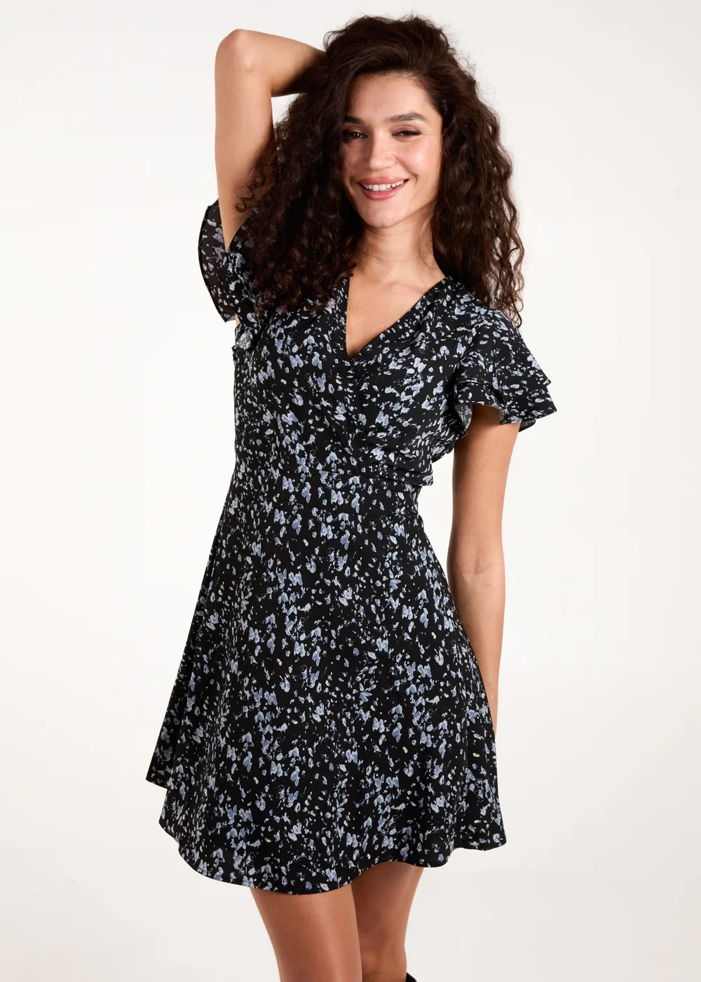 Blue Vanilla Black Frill Sleeve Mini Dress - 8 Image 2