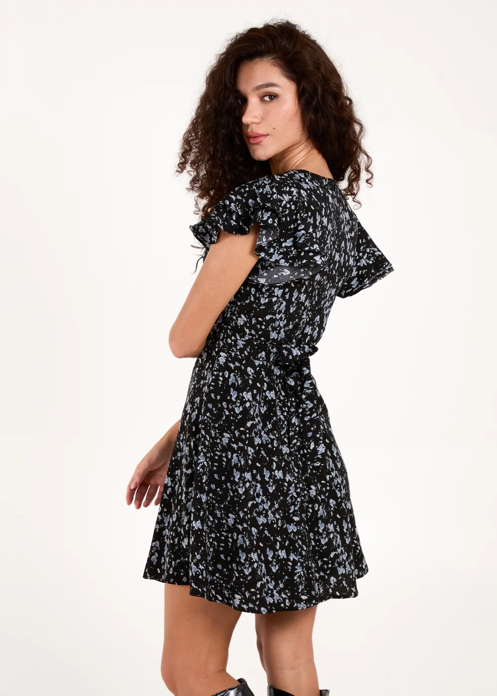 Blue Vanilla Black Frill Sleeve Mini Dress - 8 Image 3