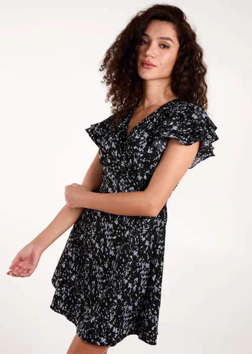 Blue Vanilla Black Frill Sleeve Mini Dress - 8 Image 1