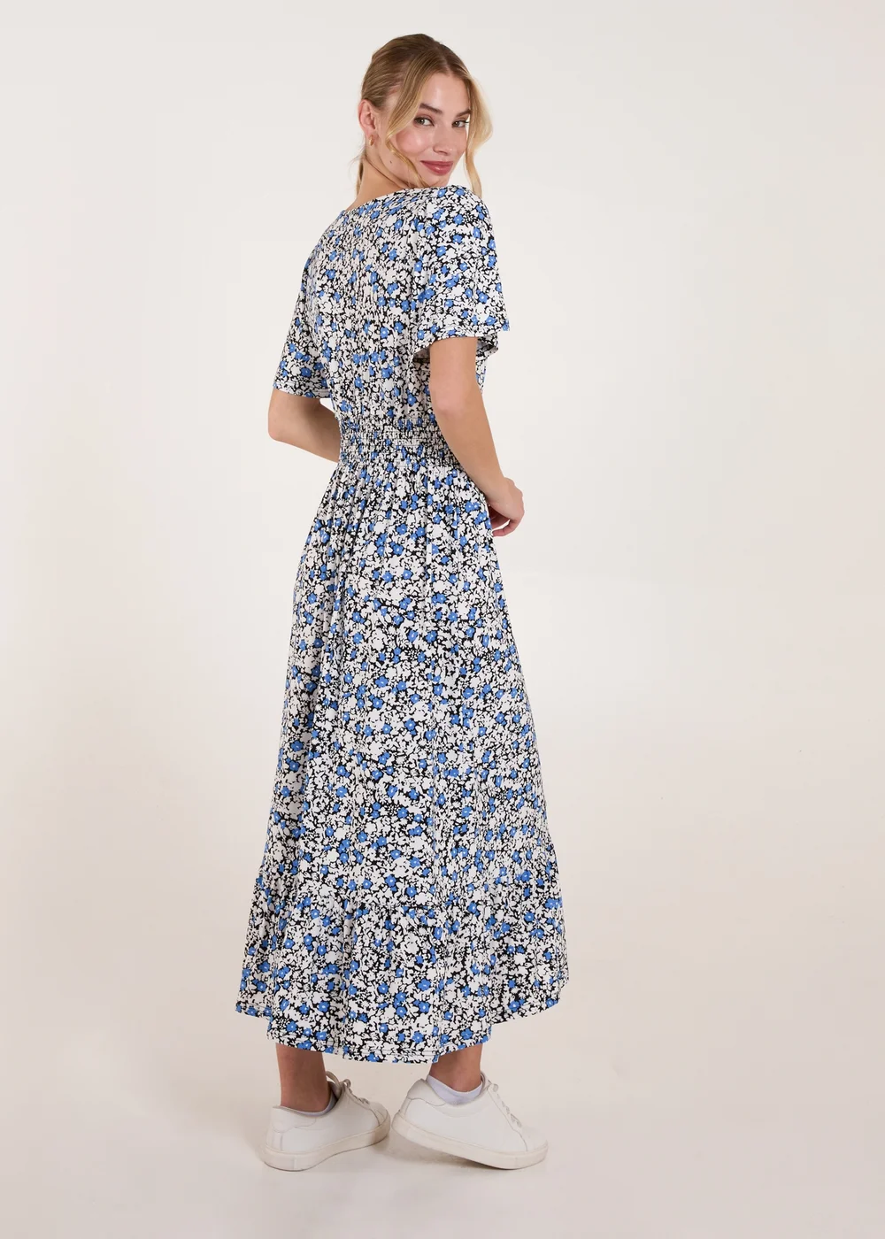 Blue Vanilla Blue Floral Wrap Front Maxi Dress - S/M Image 4