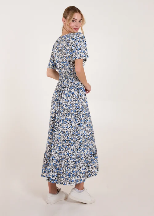 Blue Vanilla Blue Floral Wrap Front Maxi Dress - S/M Image 4