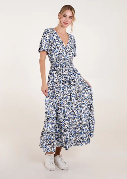 Blue Vanilla Blue Floral Wrap Front Maxi Dress - S/M Image 1