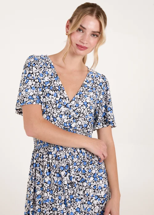 Blue Vanilla Blue Floral Wrap Front Maxi Dress - S/M Image 2