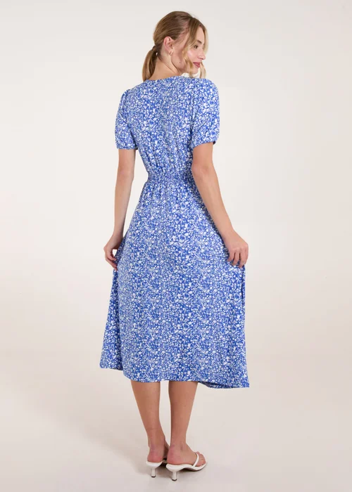 Blue Vanilla Blue Short Sleeve Button Front Split Front Midi Dress - S/M Image 3