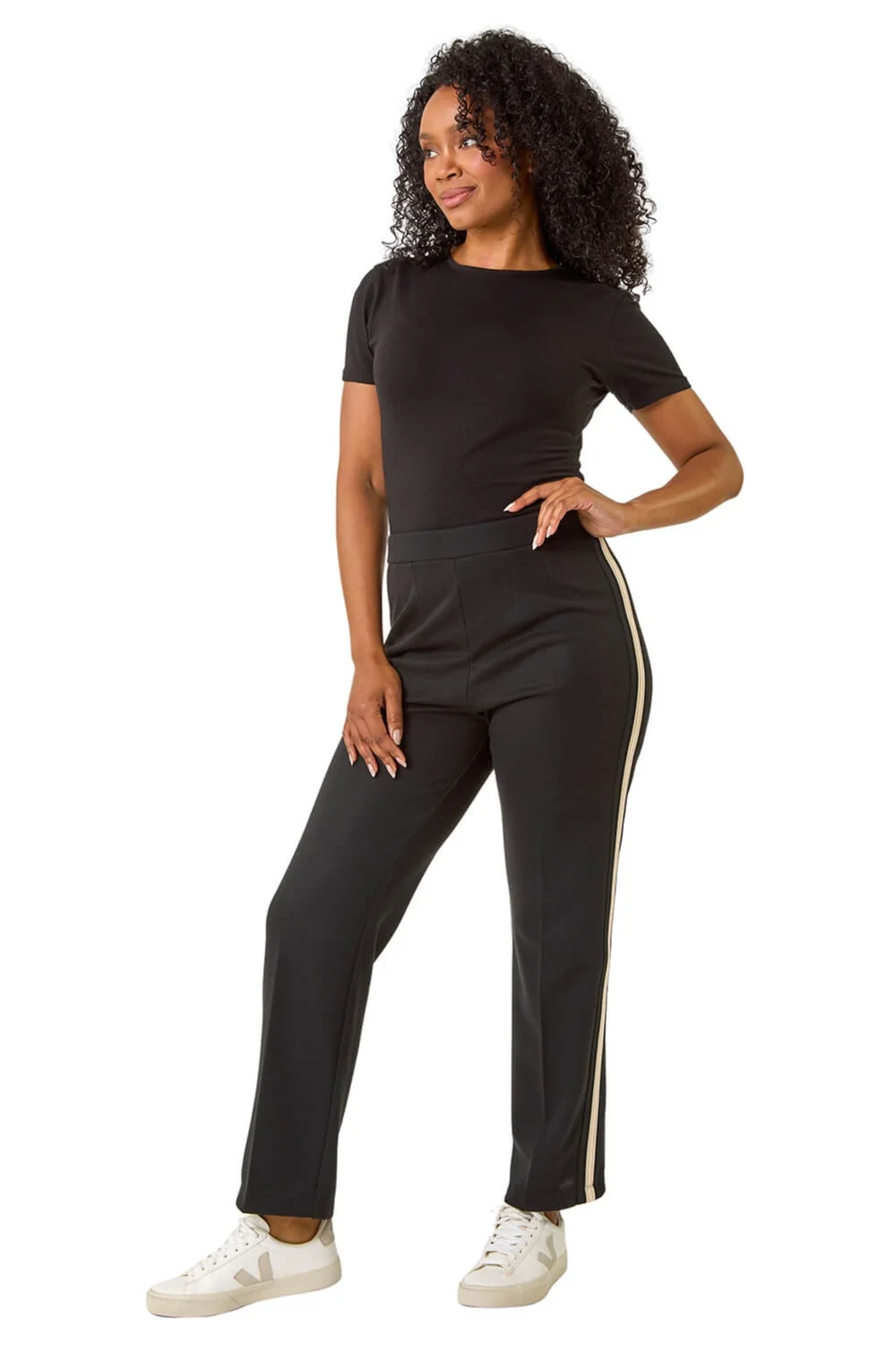 Roman Black Petite Side Stripe Ponte Trouser - 10 Image 2