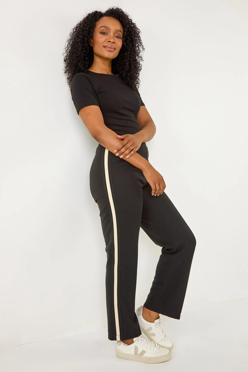 Roman Black Petite Side Stripe Ponte Trouser - 10 Image 3