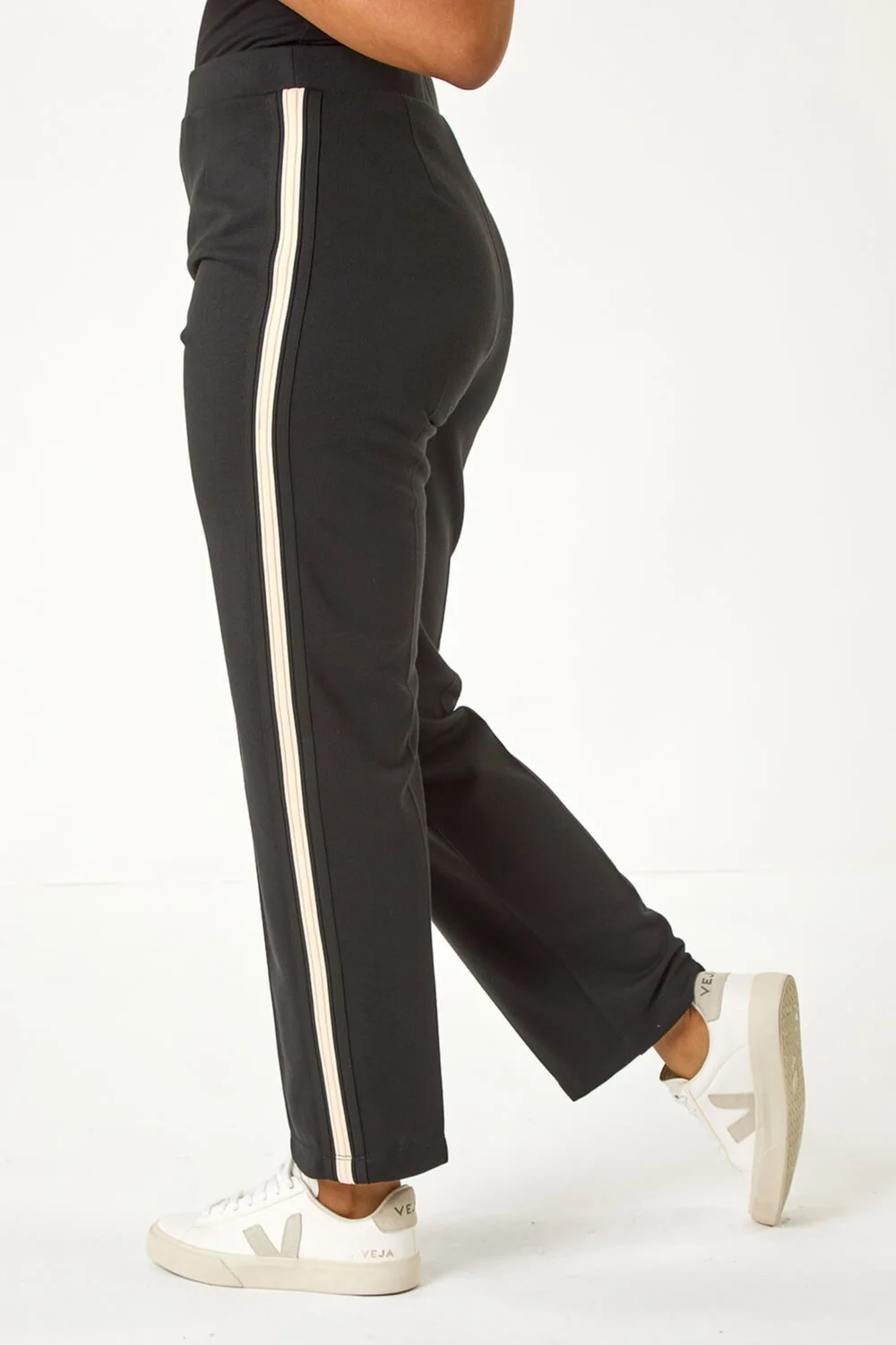 Roman Black Petite Side Stripe Ponte Trouser - 10 Image 4