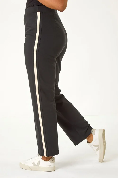 Roman Black Petite Side Stripe Ponte Trouser - 10 Image 4