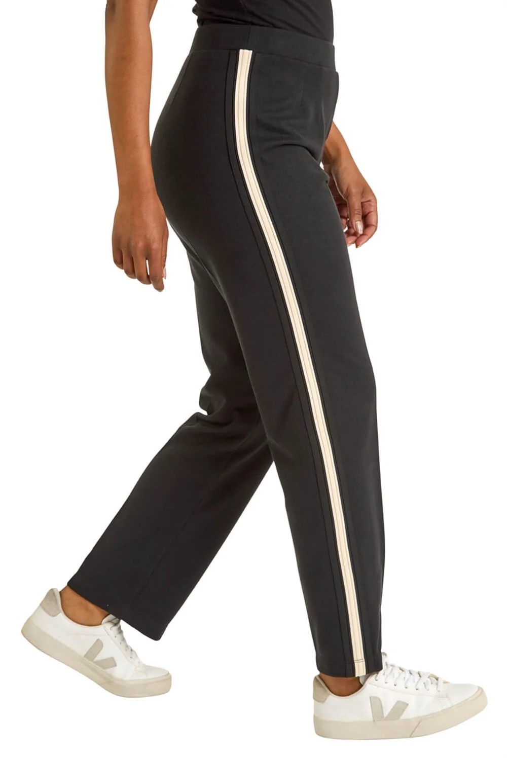 Roman Black Petite Side Stripe Ponte Trouser - 10 Image 1