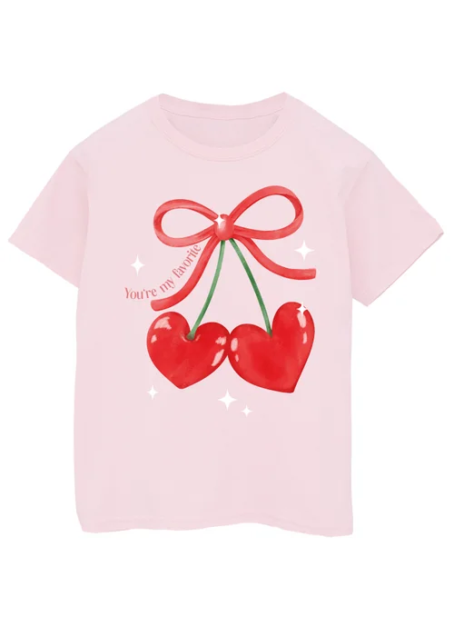 Brands In Pink Cherry Hearts T-Shirt (3-13 Years) - 5-6 Yrs Image 1