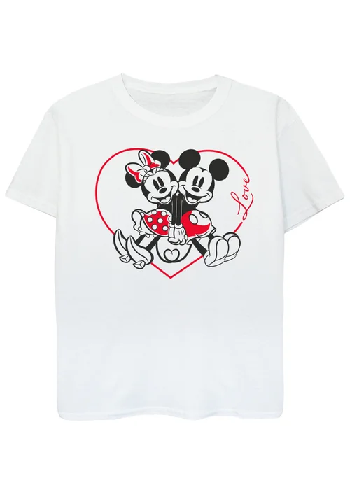 Disney Mickey Mouse Heart White T-Shirt (3-13 Years) - 12-13 yrs Image 1