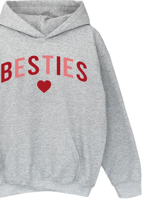 Brands In Besties Heather Grey Graphic Hoodie (3-13 Years) - 3-4 Yrs Image 2