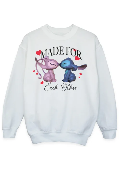 Disney Lilo & Stitch Made For Each Other White Sweatshirt (3-13 Years) - 3-4 Yrs Image 1