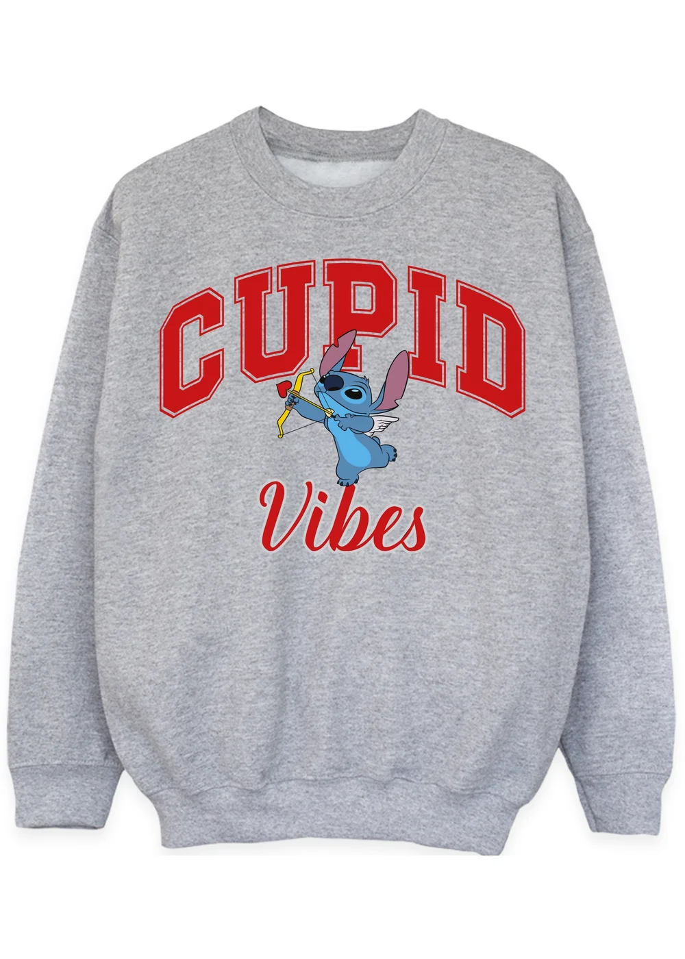 Disney Lilo & Stitch Cupid Vibes Heather Grey Sweatshirt (3-13 Years) - 5-6 Yrs Image 1