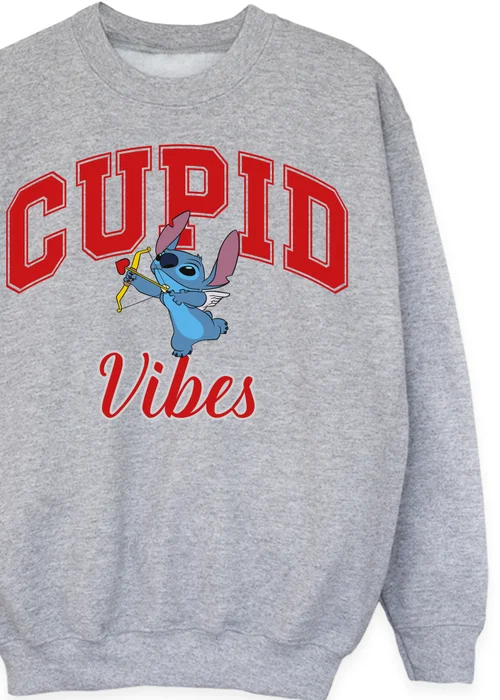 Disney Lilo & Stitch Cupid Vibes Heather Grey Sweatshirt (3-13 Years) - 5-6 Yrs Image 2