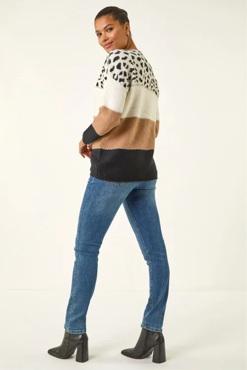 Roman Camel Animal Print Colour Block Jumper - 18 Image 3