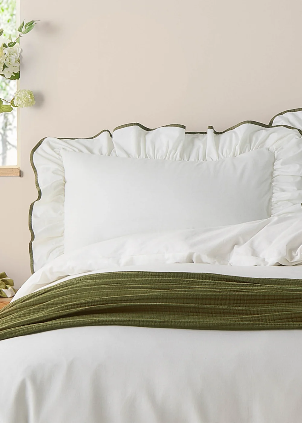 Wylder Blousey Ruffled Cotton Pillowcase - 74cm x 50cm Image 2