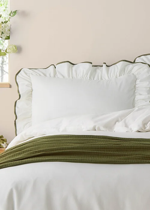 Wylder Blousey Ruffled Cotton Pillowcase - 74cm x 50cm Image 2