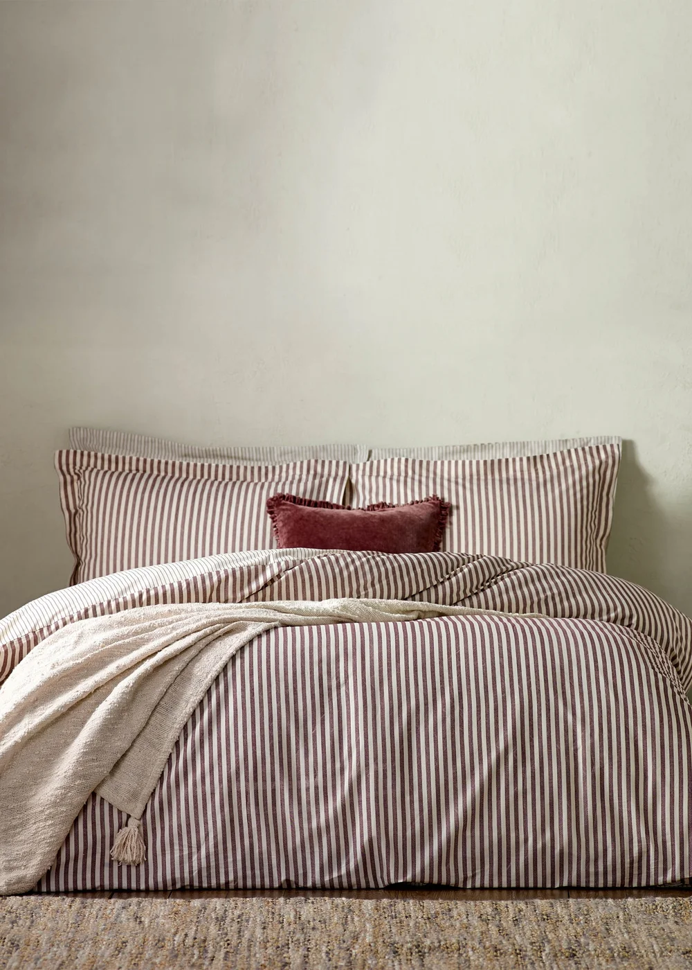 Yard Hebden Melange Stripe Cotton Duvet Cover Set - Single Image 1