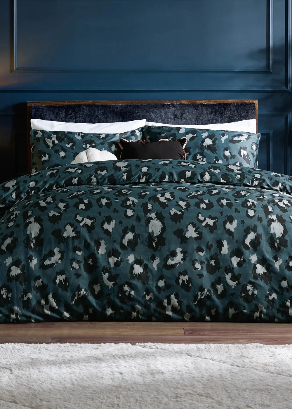 furn. True Leopard Printed Duvet Cover Set Slate - Single Image 1