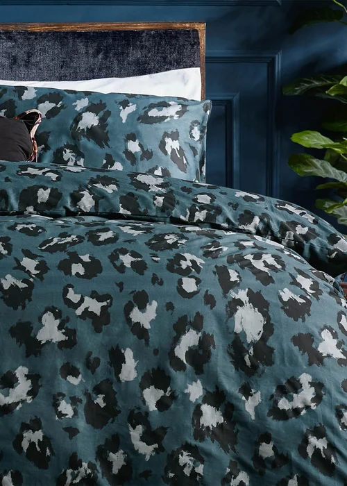 furn. True Leopard Printed Duvet Cover Set Slate - Single Image 2