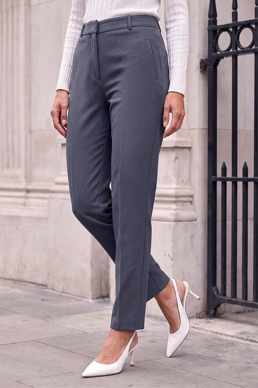 Roman Dark Grey Straight Leg Stretch Trouser - 18 Image 1