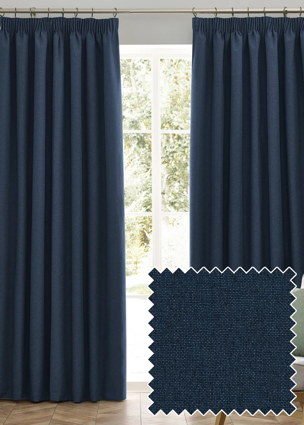 furn. Dawn 100% Blackout Thermal Pencil Pleat Curtains - 46W X 54D (117x137cm) Image 1
