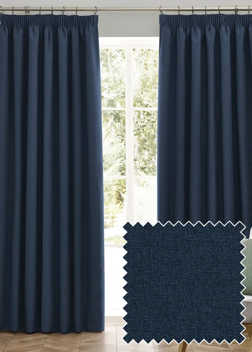 furn. Dawn 100% Blackout Thermal Pencil Pleat Curtains - 46W X 54D (117x137cm) Image 1