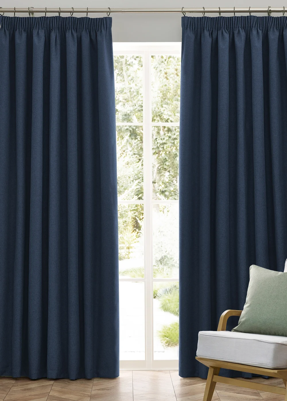 furn. Dawn 100% Blackout Thermal Pencil Pleat Curtains - 46W X 54D (117x137cm) Image 2