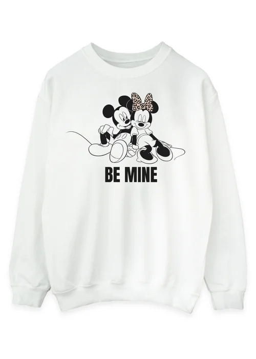 Disney Mickey Mouse Be Mine Women White Graphic Sweatshirt - Small Image 1
