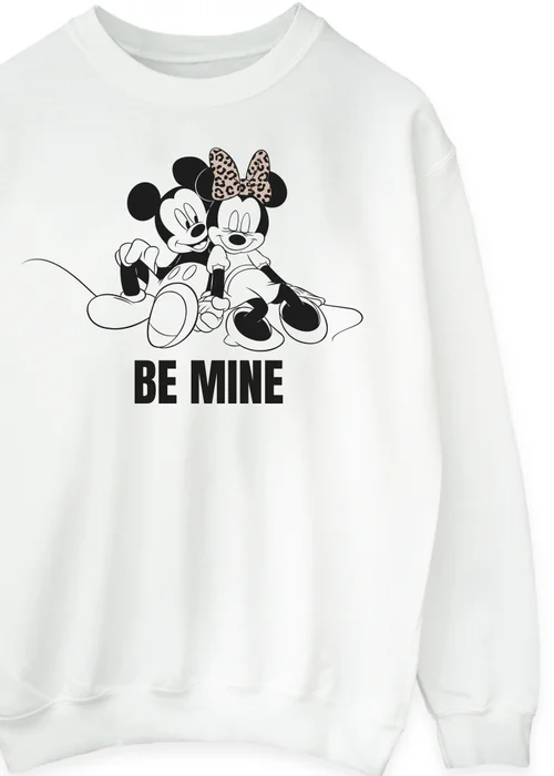 Disney Mickey Mouse Be Mine Women White Graphic Sweatshirt - Small Image 2