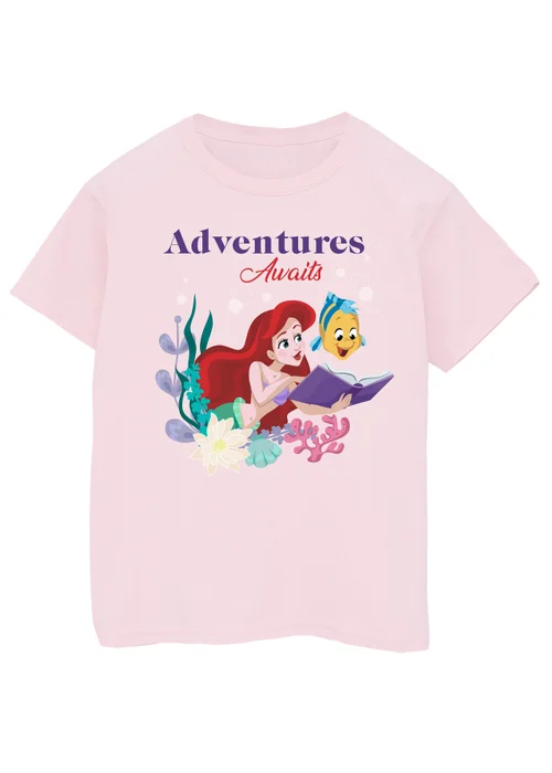 Ada & Ted Disney The Little Mermaid Adventures Awaits Kids Pink T-Shirt (3-13 Years) - Age 3-4 Years Image 1