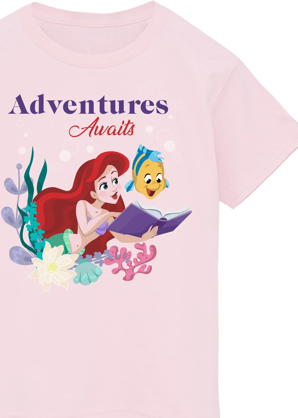 Ada & Ted Disney The Little Mermaid Adventures Awaits Kids Pink T-Shirt (3-13 Years) - Age 3-4 Years Image 2
