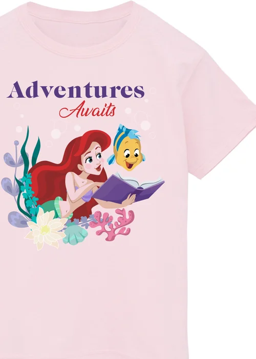 Ada & Ted Disney The Little Mermaid Adventures Awaits Kids Pink T-Shirt (3-13 Years) - Age 3-4 Years Image 2