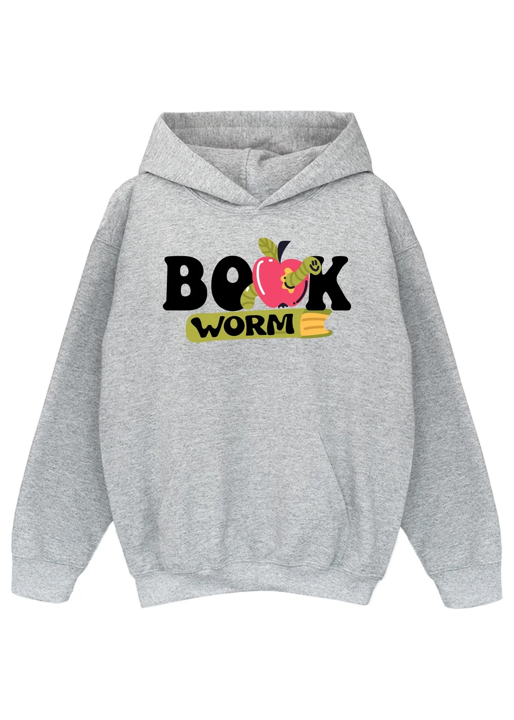 Brands In Grey World Book Day Book Worm Kids Heather Hoodie (3-13 Years) - 3-4 Yrs Image 1