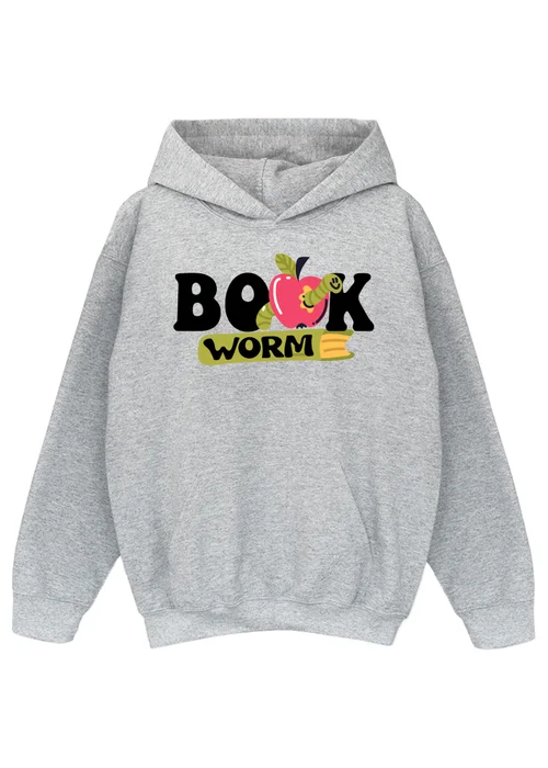 Brands In Grey World Book Day Book Worm Kids Heather Hoodie (3-13 Years) - 3-4 Yrs Image 1