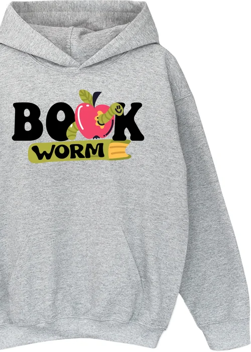 Brands In Grey World Book Day Book Worm Kids Heather Hoodie (3-13 Years) - 3-4 Yrs Image 2