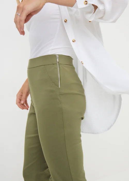Khaki Bengaline Cropped Leggings - 20 Image 2