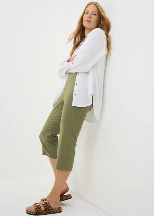 Khaki Bengaline Cropped Leggings - 20 Image 1