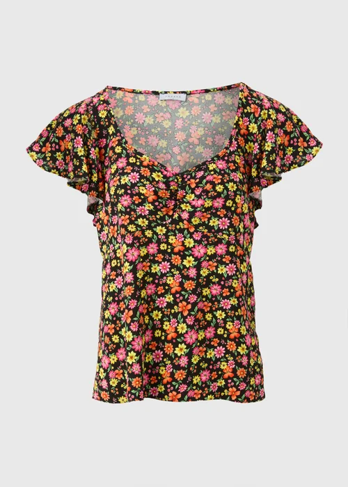 Multicolour Floral Frill Sleeve Blouse - 8 Image 2