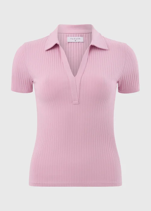 Pink Ribbed Henley Top - 8 Image 4