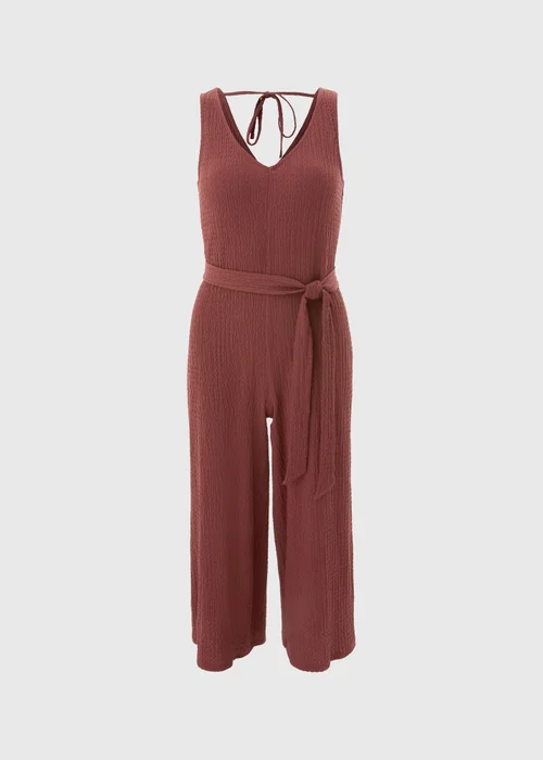 Burgundy Textured Crinkle Jumpsuit - 26 Image 3
