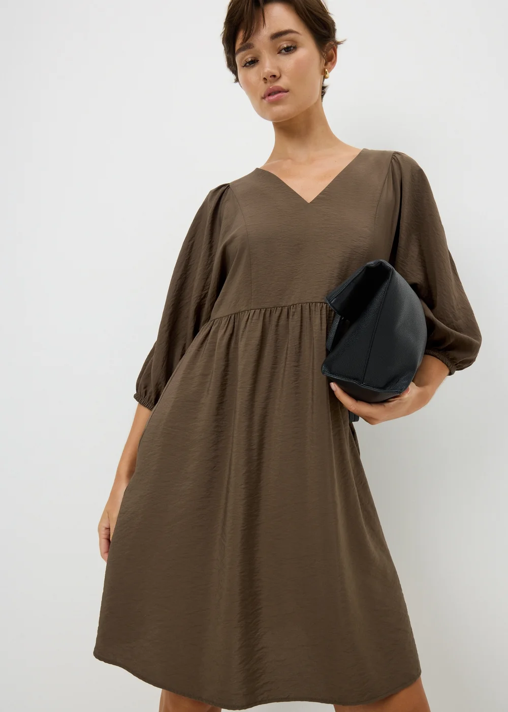 Brown Mini Smock Dress - 16 Image 1